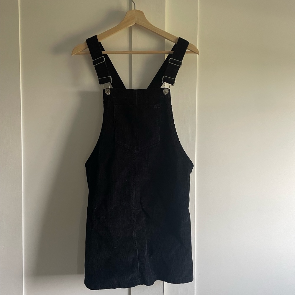 Black corduroy overall dress